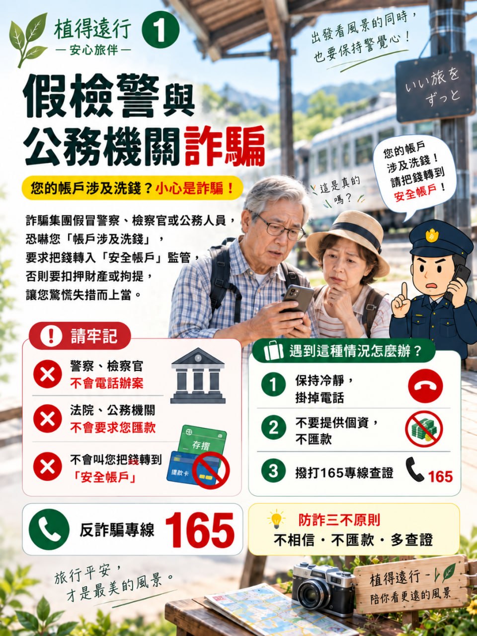 假檢警與公務機關詐騙防詐宣導海報